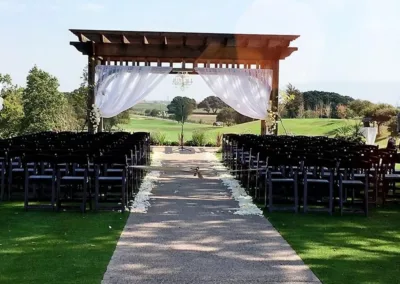 Wedding arrangements, outside, at The club at crazy horse ranch in Salinas, California.